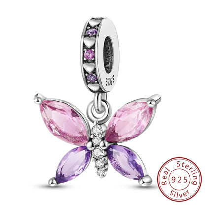 Charm de Plata 925 Luciérnaga y Mariposa Luminoso – Abalorio Brillante para Pulseras Originales