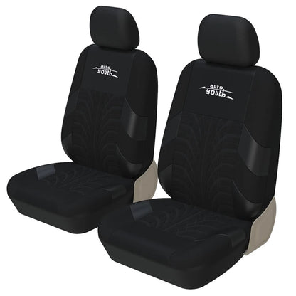 Juego de 2 Fundas de Asiento Universales AUTOYOUTH | Cubreasientos con Diseño de Huella de Neumático