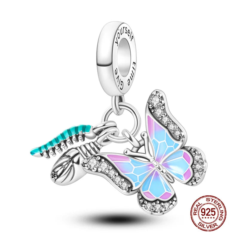 Charm Mariposa de Plata 925 | Dije para Pulsera o Collar 3mm Mujer Joyería Fina