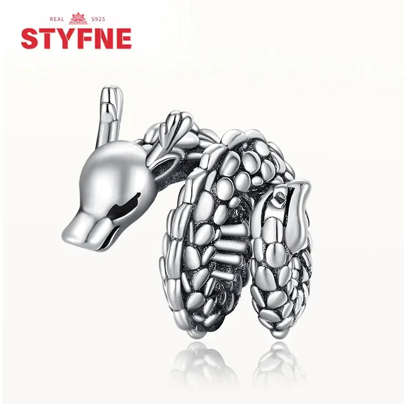 Charm dragón chino y gato de la suerte en plata 925 – Abalorios clásicos para pulsera tipo Pandora, joyería DIY para mujer