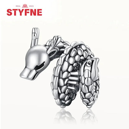 Charm dragón chino y gato de la suerte en plata 925 – Abalorios clásicos para pulsera tipo Pandora, joyería DIY para mujer