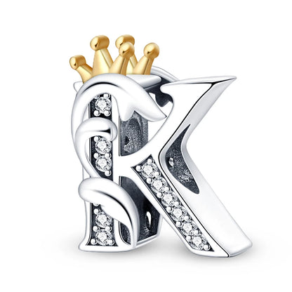 Charm letras alfabeto inglés de plata 925 – Colgante inicial A-Z para pulsera tipo Pandora, joyería DIY personalizada