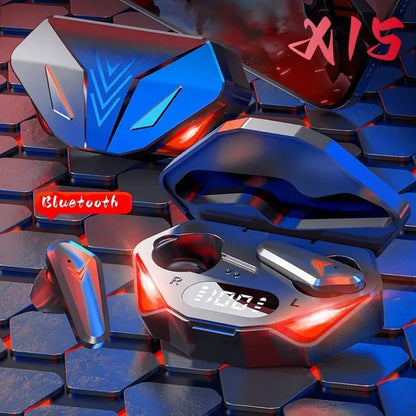 Auriculares X15 TWS Gaming – Bluetooth 5.0 inalámbricos con micrófono, baja latencia 65ms, ideales para juegos y música