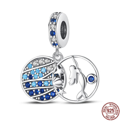 Charm Serie Océano en Plata 925 – Abalorios Tortuga, Cangrejo y Sirena para Pulsera Original Mujer