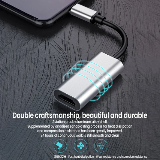 Adaptador USB-C a HDMI 4K – Cable convertidor USB 3.1 macho a HDTV hembra para laptop, tablet, MacBook y TV