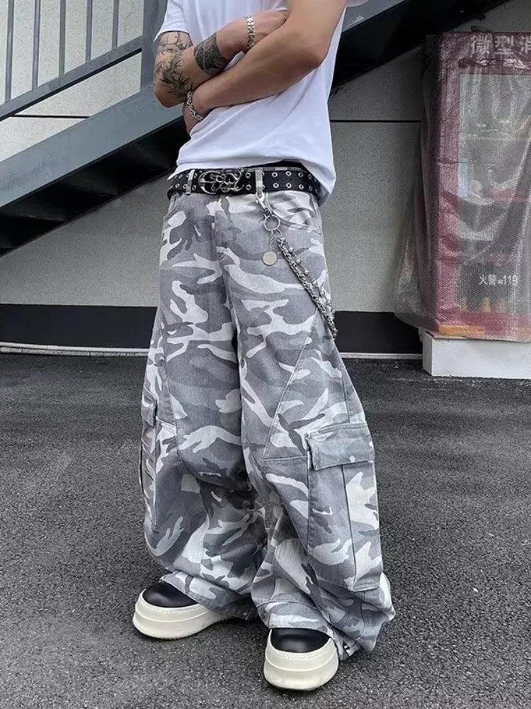 Pantalones Cargo Camuflados Y2K Hombre | Jeans Baggy Oversize Pierna Ancha Streetwear 2025