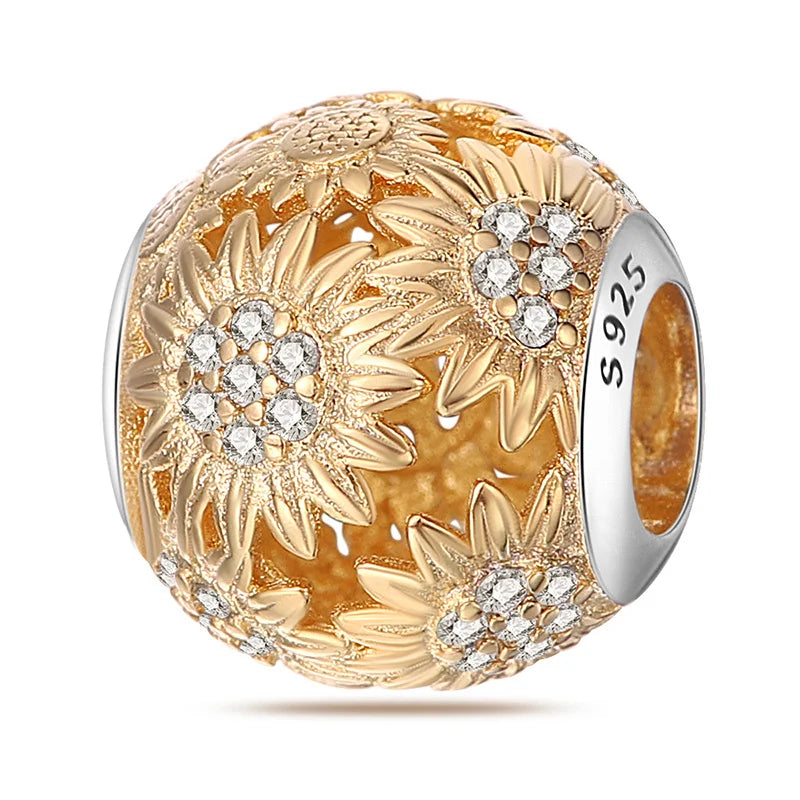 Charm Plata 925 Colgante Colorido Sol Luna Estrellas | Dije Compatible Pandora Pulsera y Collar Mujer