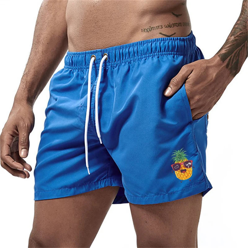 Bañador Hombre Piñas Verano | Shorts Playa Secado Rápido con Bolsillos y Forro – Swimwear Tropical