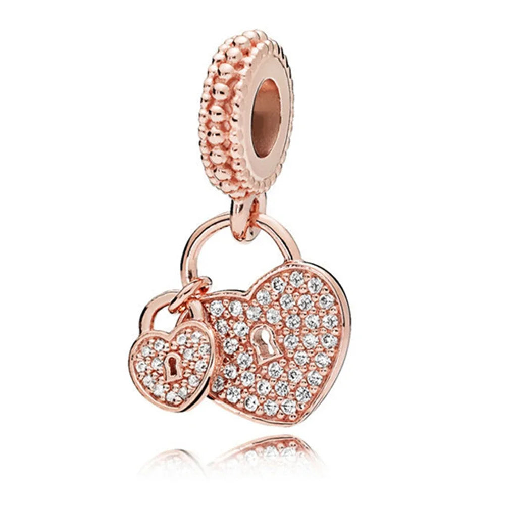 Charm Colgante Pareja Plata 925 y Oro Rosa | Compatible Pandora Original | Pulsera o Collar Mujer