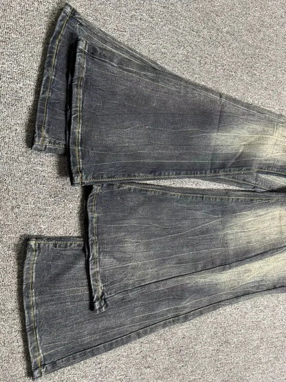 Jeans Acampanados Oversize Mujer | Pantalón Vaquero Tiro Alto Negro Gris Vintage