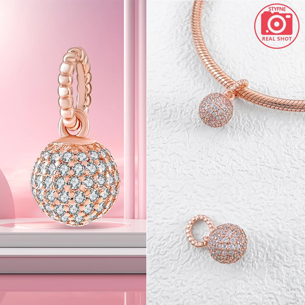 Charm Colgante Pareja Plata 925 y Oro Rosa | Compatible Pandora Original | Pulsera o Collar Mujer