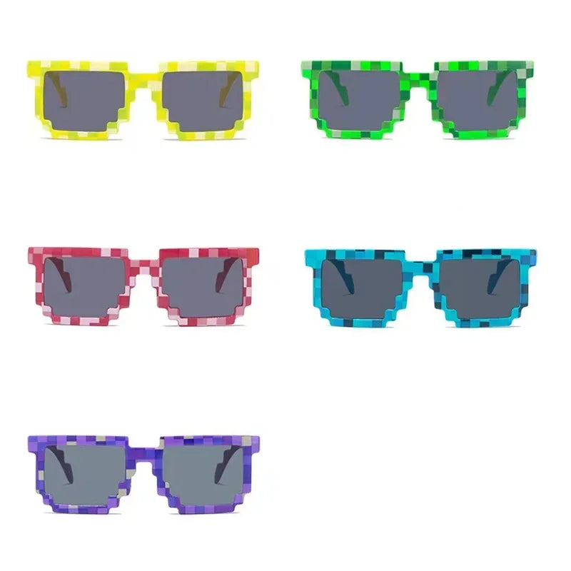 Kids Sunglasses Funny Sun Glasses Cosplay Action Game Toy Square Glasses Pixel Mosaic Очки Thug Life Eyewear Driving Goggles