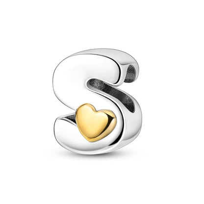 Charm letras alfabeto inglés de plata 925 – Colgante inicial A-Z para pulsera tipo Pandora, joyería DIY personalizada