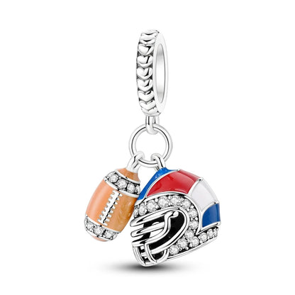 Charm de Plata 925 Trébol Azul Degradado y Flor Iris Rosa – Abalorio Elegante para Pulseras Originales
