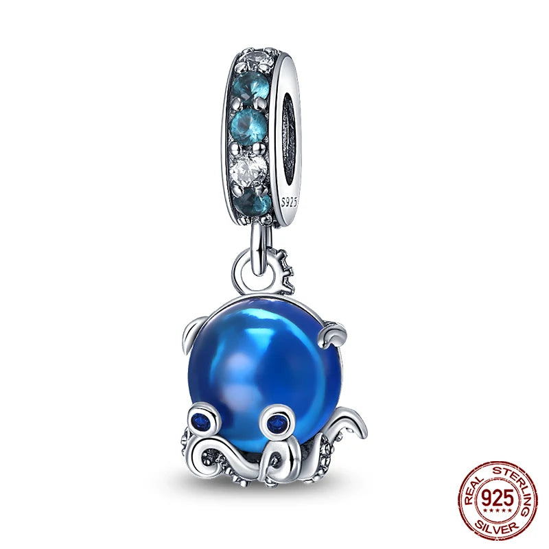 Charm Serie Océano en Plata 925 – Abalorios Tortuga, Cangrejo y Sirena para Pulsera Original Mujer