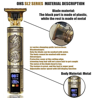 Máquina de corte T9 profesional – Cortapelos eléctrico 0 mm para barba, cabello y cuerpo con diseño recargable para barberos y uso en casa