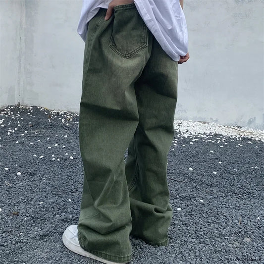 Jeans Verdes Hombre Baggy | Pantalones Oversize Wide Leg Vintage Streetwear Retro Hip Hop