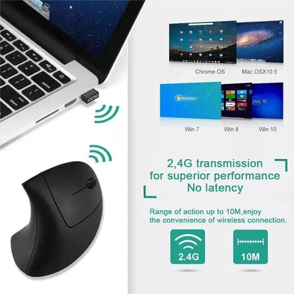 Vertical Mouse Ergonómico Inalámbrico 2.4GHz – 6 Botones, 3 Niveles DPI Ajustables (800/1200/1600)