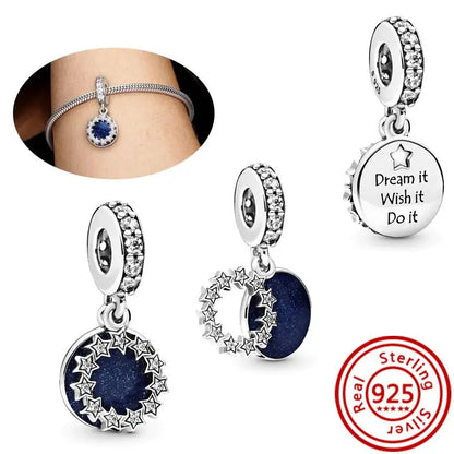 Charm Espacio y Galaxia en Plata 925 – Abalorios Astronauta, Planeta y Estrellas para Pulsera Original Mujer