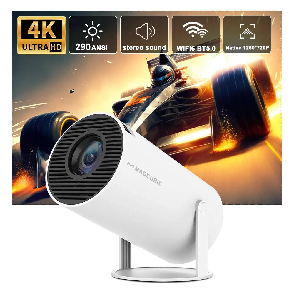 Magcubic HY300 Pro Proyector 4K Android 11 – WiFi6 Dual, 290 ANSI, BT5.0, Cine en Casa y Exteriores