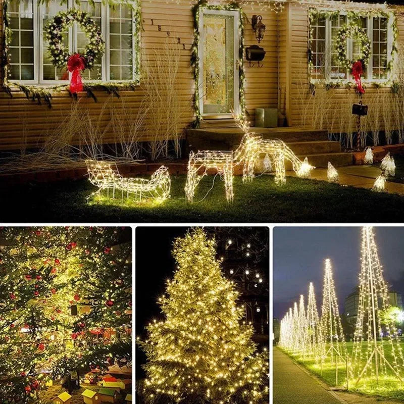 Guirnalda Solar LED Exterior Impermeable – 50/100/200/300 Luces para Jardín, Navidad y Fiestas