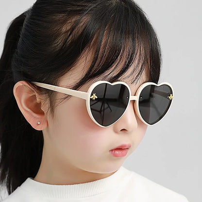 Gafas de Sol Corazón para Niños | Retro Rosa UV400 Lentes de Dibujos Animados