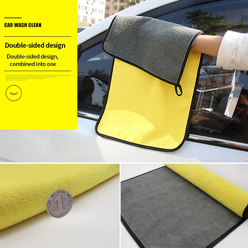 Toalla de Microfibra para Auto 400GSM | Doble Cara Coral Velvet | Súper Absorbente y de Secado Rápido