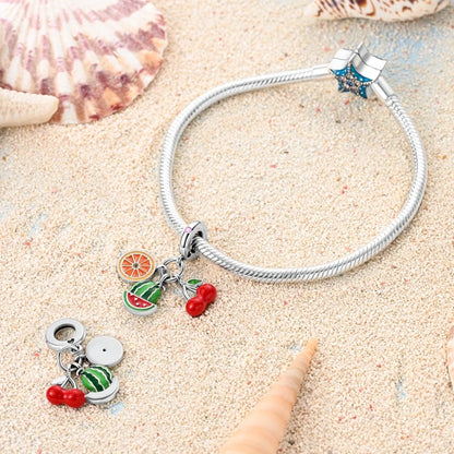 Charms de Plata 925 Frutas (Fresa, Cereza, Manzana y Aguacate) – Abalorios Coloridos para Pulseras Originales