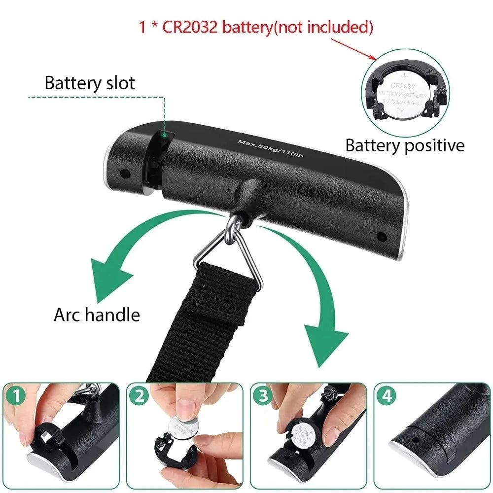 Báscula Digital Portátil para Equipaje 50kg/110lb | Pantalla LCD, Viajes, Maletas y Mochilas