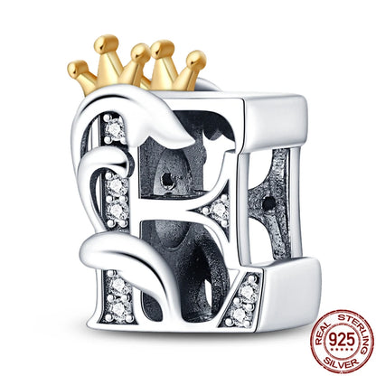 Charm letra A-Z en plata 925 – Abalorio inicial alfabeto para pulseras o collares tipo Pandora, joyería personalizada mujer