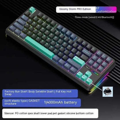 Teclado Mecánico AULA F87Pro – 87 Teclas, Triple Modo (USB/2.4G/Bluetooth), RGB, Hot-Swap y Batería 4000mAh