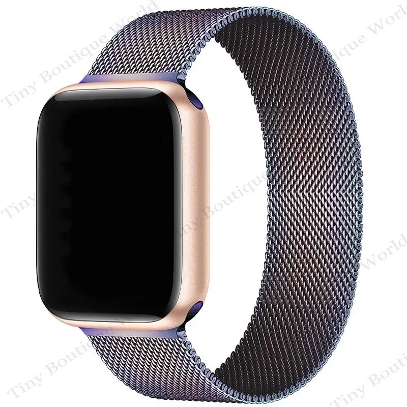 Correa Milanese para Apple Watch Ultra/SE/Series 9/8/7/6/5/3 – Pulsera Magnética de Acero Inoxidable 49mm 45mm 44mm 41mm 40mm 38mm