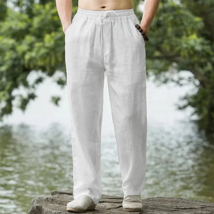 Pantalones Jogger de Playa para Hombre – Streetwear, Algodón y Lino, Casual, Vacaciones Hawaianas, Sueltos, Verano Largo