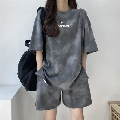 Conjunto Mujer Verano 2 Piezas | Camiseta Tie Dye Oversize + Shorts Amplios con Bolsillos