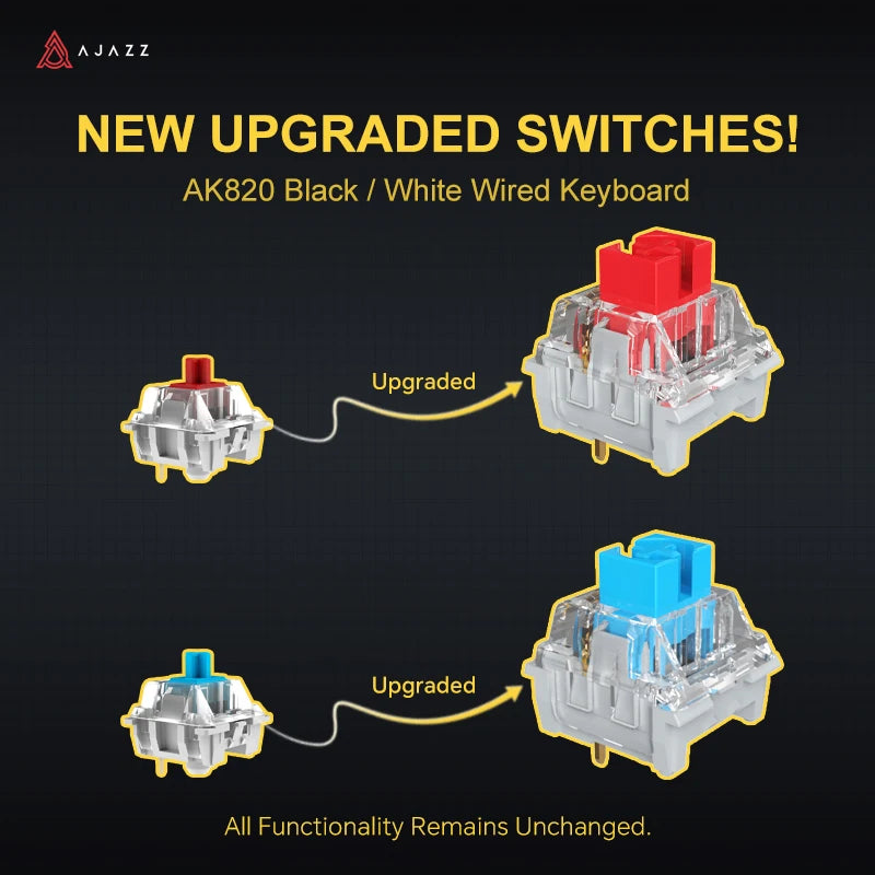 Ajazz AK820/AK820Pro Gaming Mechanical Keyboard Bluetooth 5.1/Wireless/C-Wired Customized Keyboard with Knob Hot Swapping Gasket