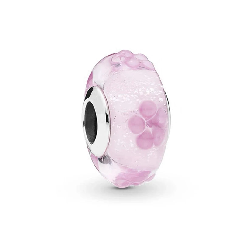 Charm Plata 925 Flores Rosadas | Cerezo y Margarita Brillante Compatible Pandora