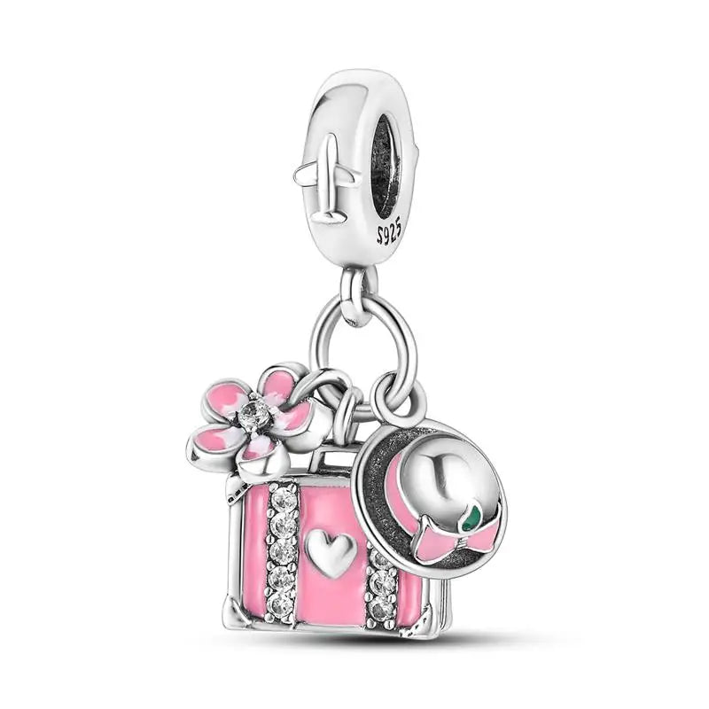 Charm princesa ángel rosa plata 925 – Abalorio de cumpleaños para pulsera tipo Pandora mujer