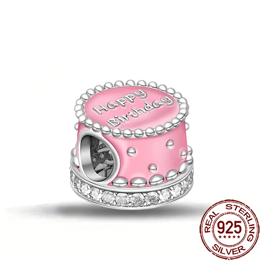 Charm Comida Divertida en Plata 925 – Café, Pastel, Frutas, Hamburguesa y Papas | Compatible Pandora 2025