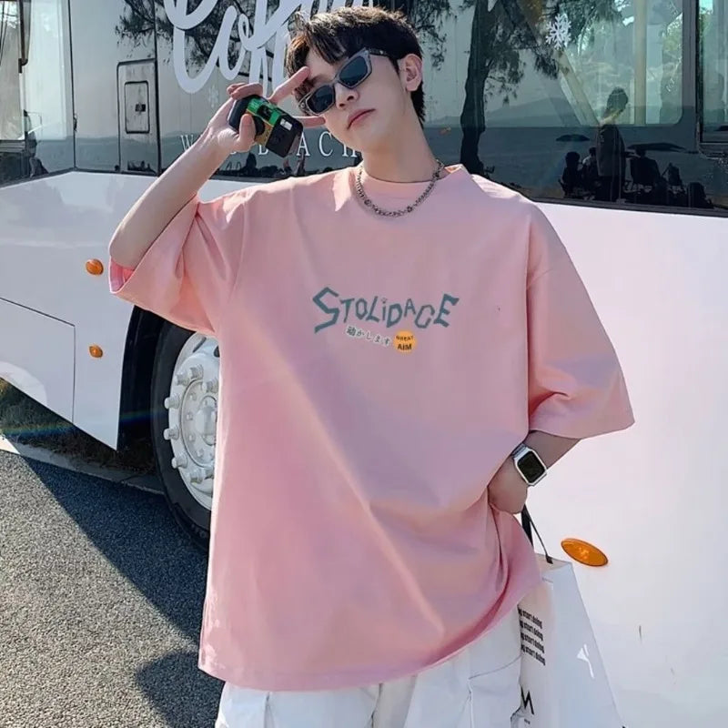Camiseta Hombre 8XL | Estilo Coreano Oversize | Estampado Conejo Puppet Amor Manga Corta Cuello Redondo