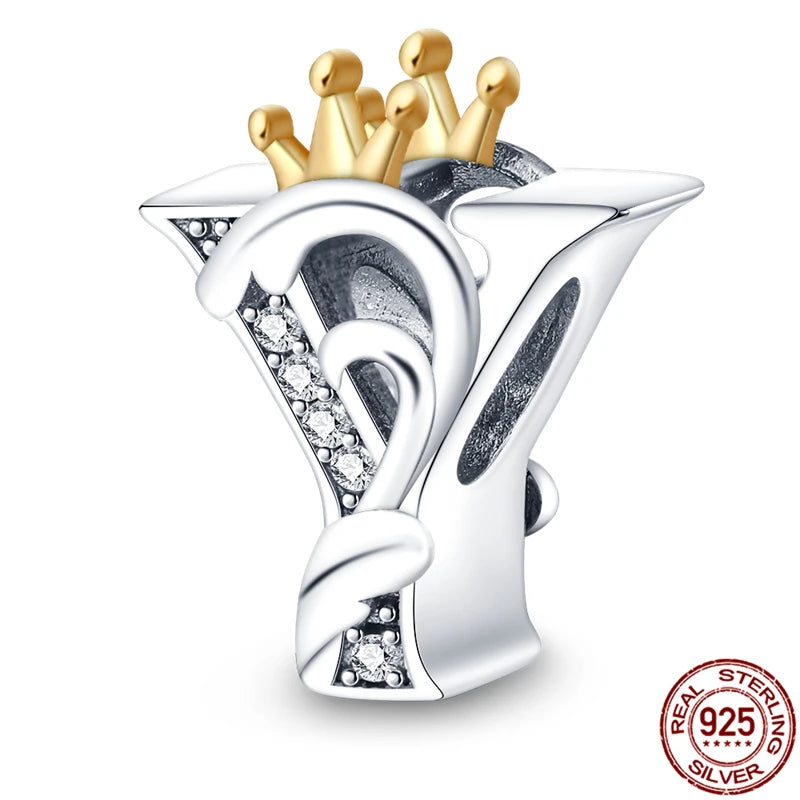 Charm letra A-Z en plata 925 – Abalorio inicial alfabeto para pulseras o collares tipo Pandora, joyería personalizada mujer