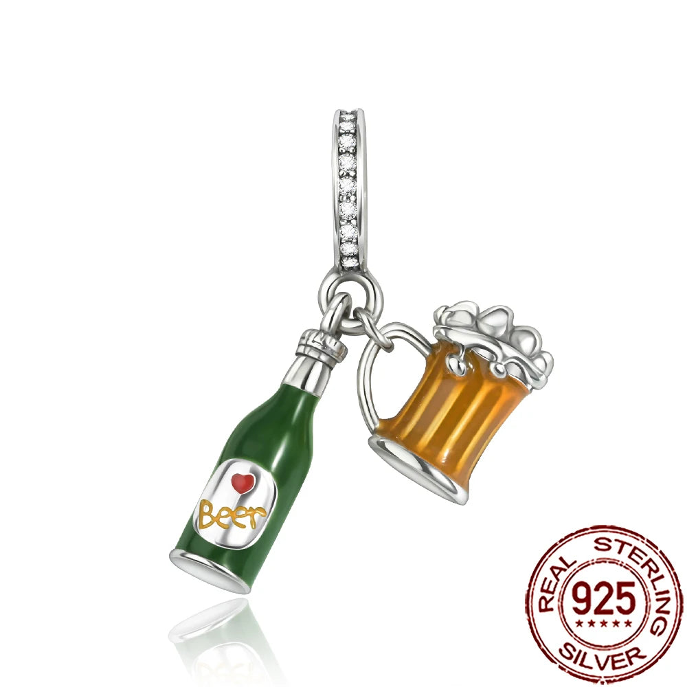 Charm Comida Divertida en Plata 925 – Café, Pastel, Frutas, Hamburguesa y Papas | Compatible Pandora 2025