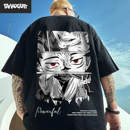 Camiseta Oversize Harajuku – T-shirt de Algodón con Estampado de Anime Japonés, Manga Corta, Casual Verano Unisex Y2K