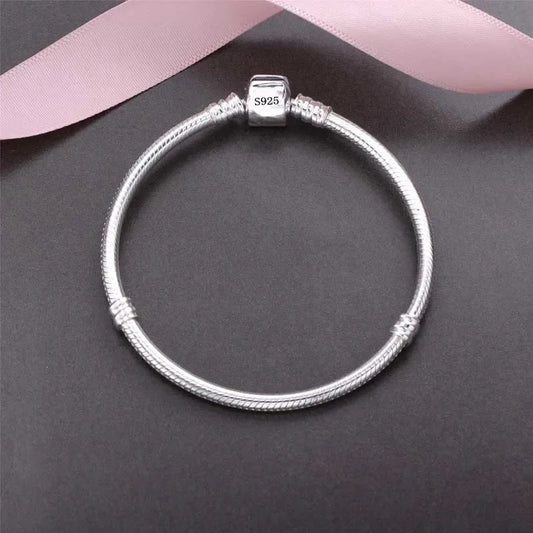 Pulsera de Plata 925 Hecha a Mano - Diseño Suave Tipo Snake Bone para Mujer
