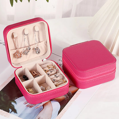 Estuche de Viaje para Joyería | Caja Organizadora de PU Leather | Mini Joyero Portátil para Anillos, Pendientes, Pulseras y Collares