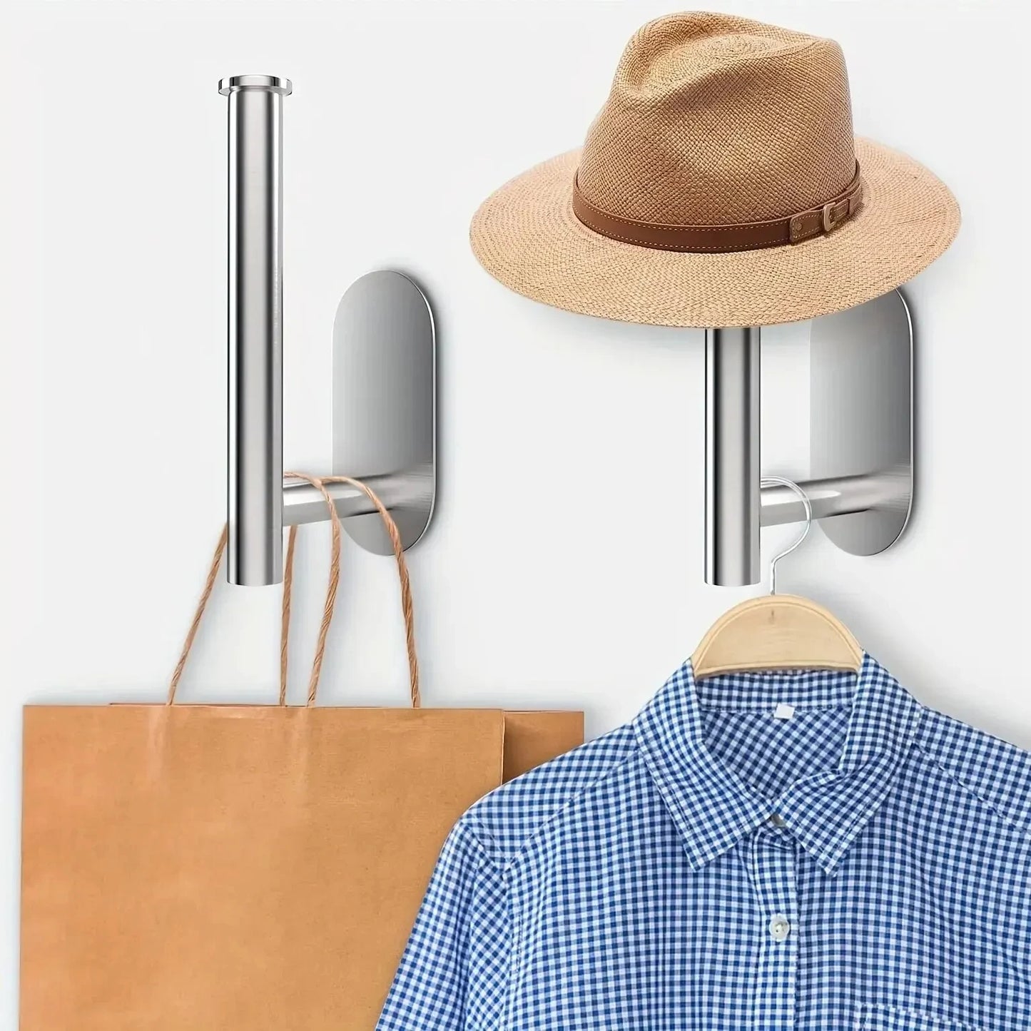 1pc Colgador de Gorras de Acero Inoxidable | Organizador de Sombreros de Pared | Diseño Sin Taladro