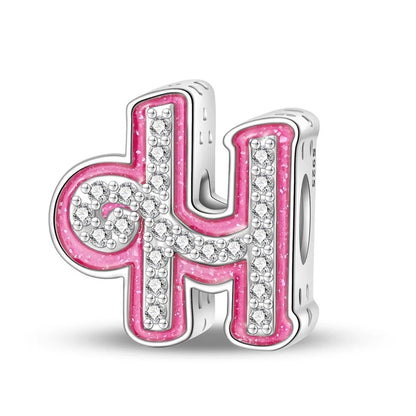 Charm letra alfabeto A-Z con circonias rosas en plata 925 – Abalorio elegante para pulseras tipo Pandora, joyería DIY personalizada