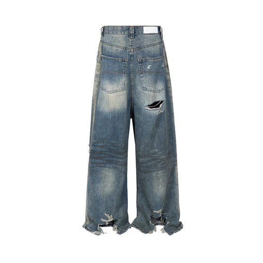 Jeans Rasgados Baggy de Pierna Ancha – Pantalones Denim Oversize Unisex con Agujeros Estilo Streetwear Casual
