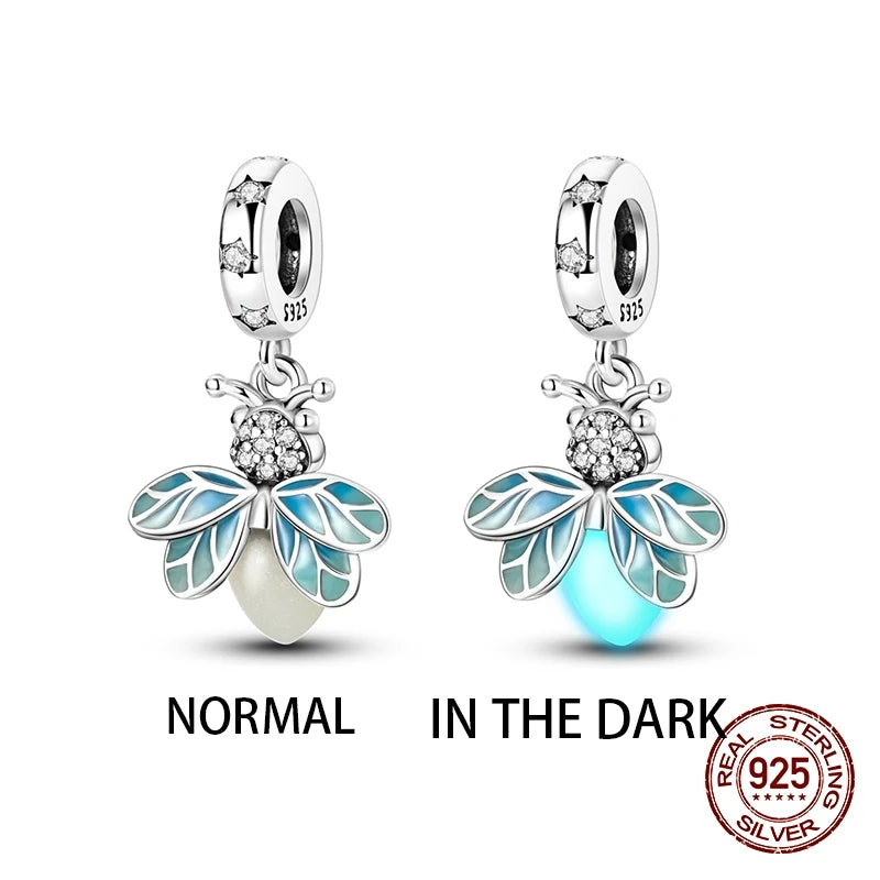 Charm Luciérnagas Brillan en la Oscuridad en Plata 925 – Beads Colgante Compatible Pulsera Pandora Mujer
