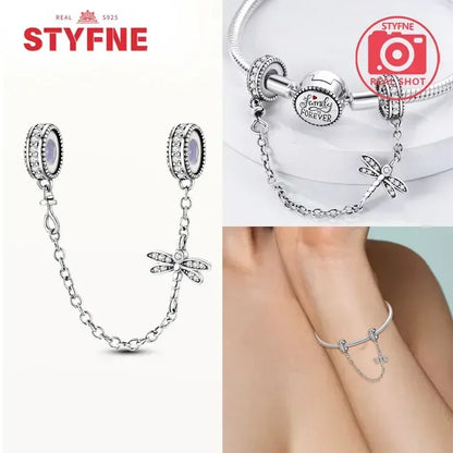Charm Plata S925 Mariposa Libélula Flores con Gemas | Compatible Pulsera Pandora