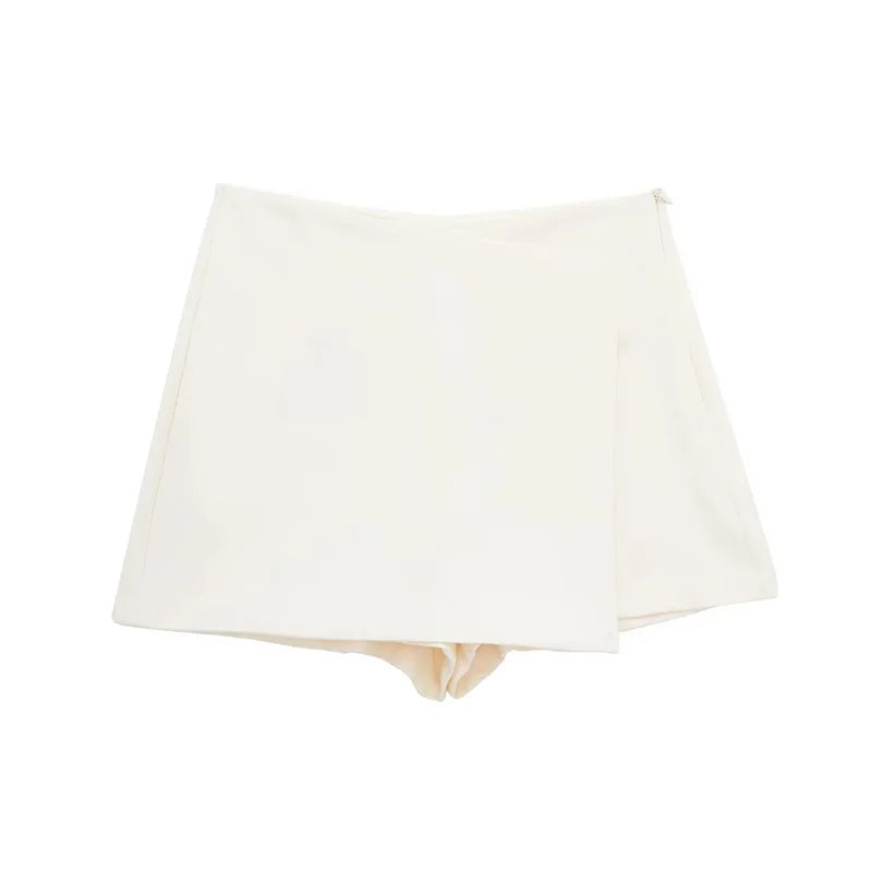 Skort Asimétrico Mujer 2025 | Falda Pantalón Negra Tiro Alto Casual Verano